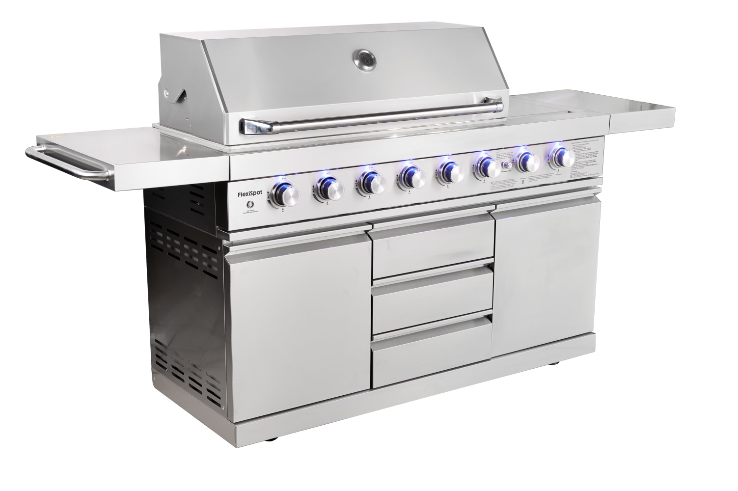 Large 8-Burner Outdoor BBQ Grill, 304 Food-Grade Stainless Steel, Electronic Ignition With Universal Wheels_maomaolike.com